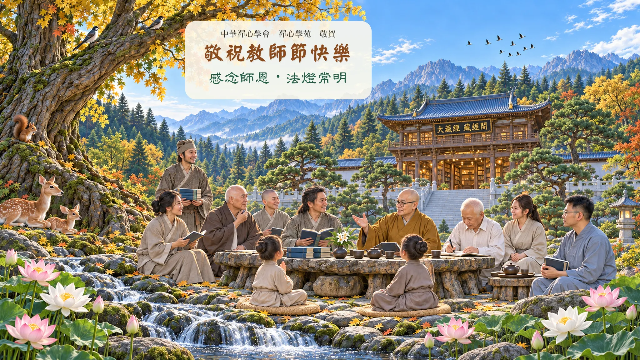 中華禪心學會 禪心學苑 敬賀 敬祝教師節快樂 感念師恩・法燈常明