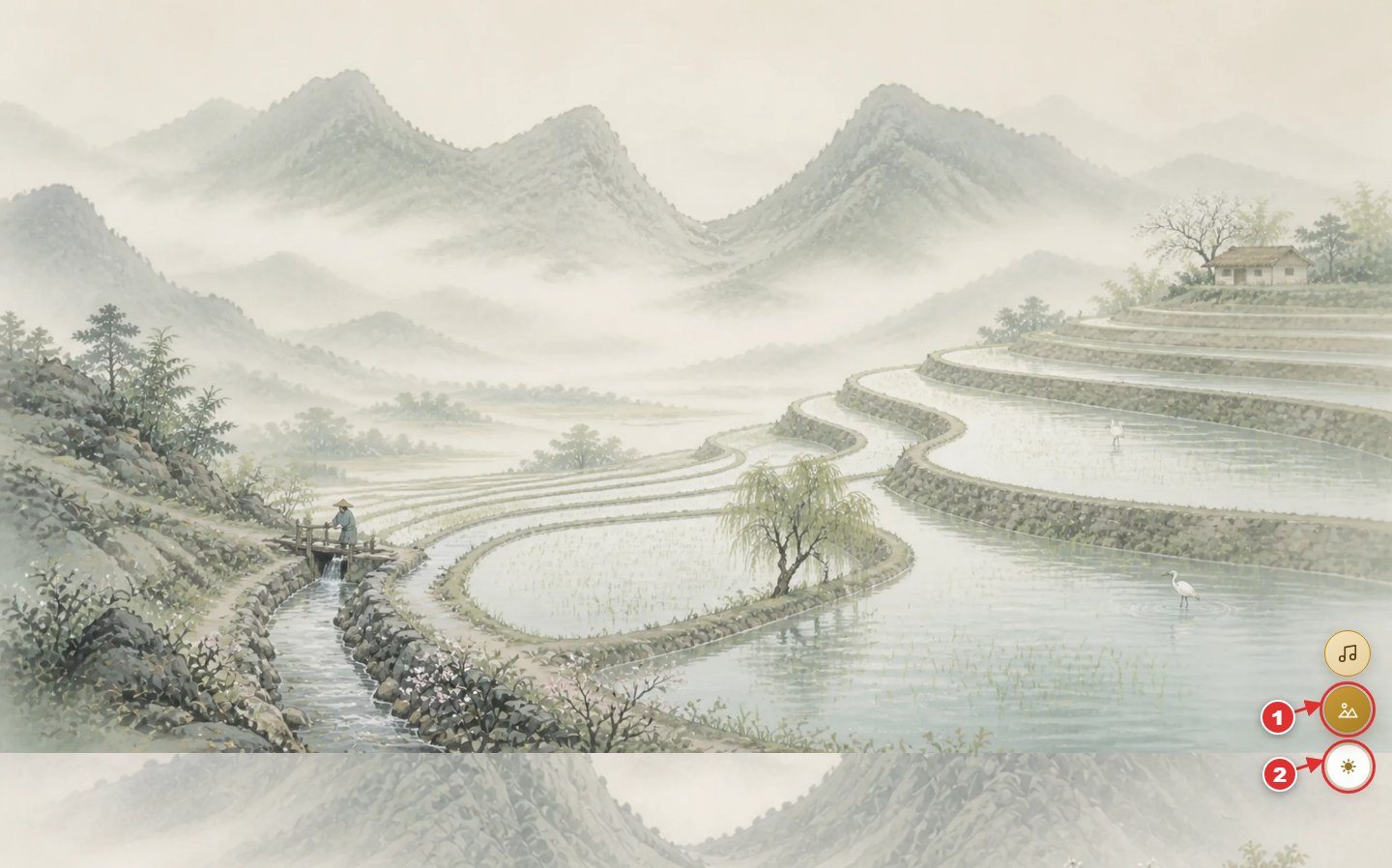 欣賞風景模式：隱藏內容只留山水背景